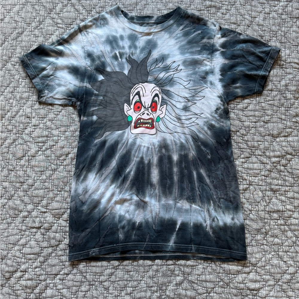Disney Black and Gray Tie-Dye Shirt